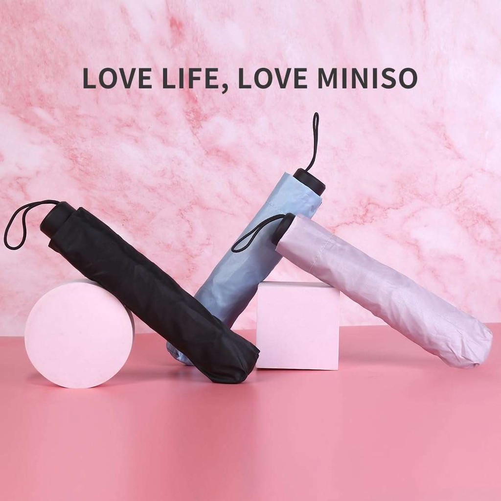Payung MINISO Silver Coating Sun Umbrella Payung Hitam Payung Lipat Payung Kecil Payung Anti UV