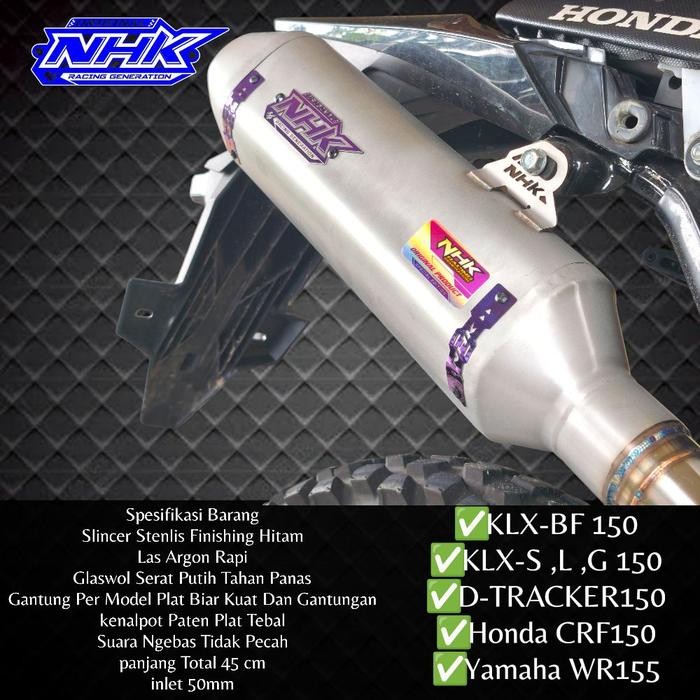 Knalpot Nhk Pnp Klx 150 Dtracker 150 Crf 150 Wr 155 Suara Bass Bulat Full Stainless Anti Karat