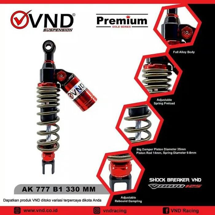 Shock Vnd Ak 777 B1 305-330Mm Tabungmiringmio Beat Vario 125 Vario 15O