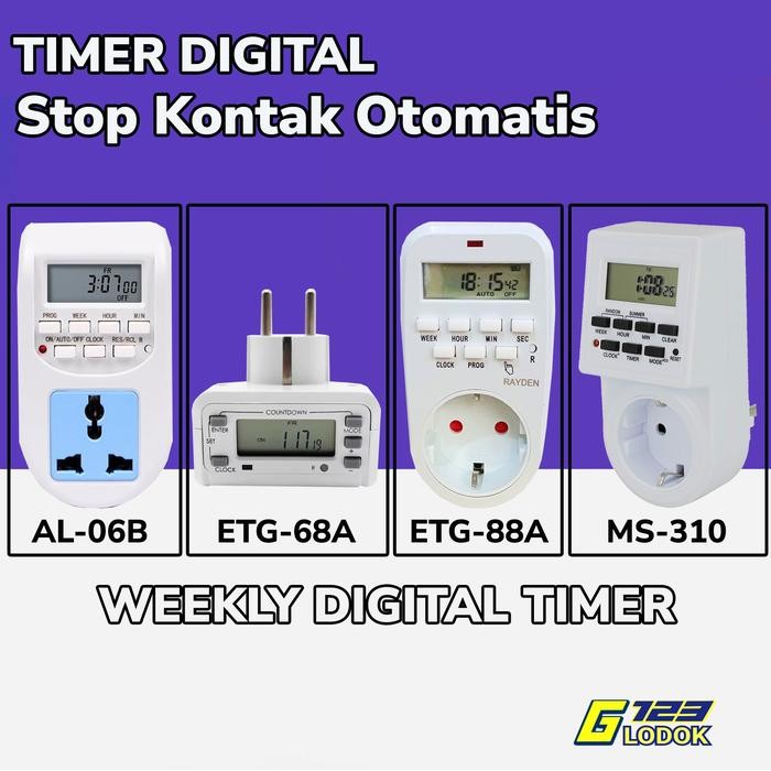 Stop Timer ON OFF Listrik Otomatis Manual Analog Digital 24 Jam *