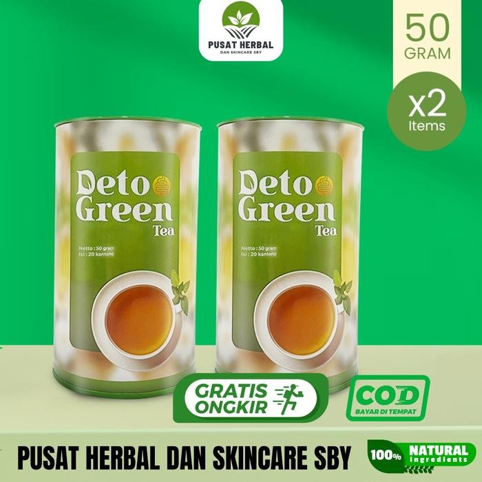 

[2 Kaleng] Detogreen Tea Paket Teh Hijau Untuk Sistem Pencernaan Air Teh dan Honey Deto