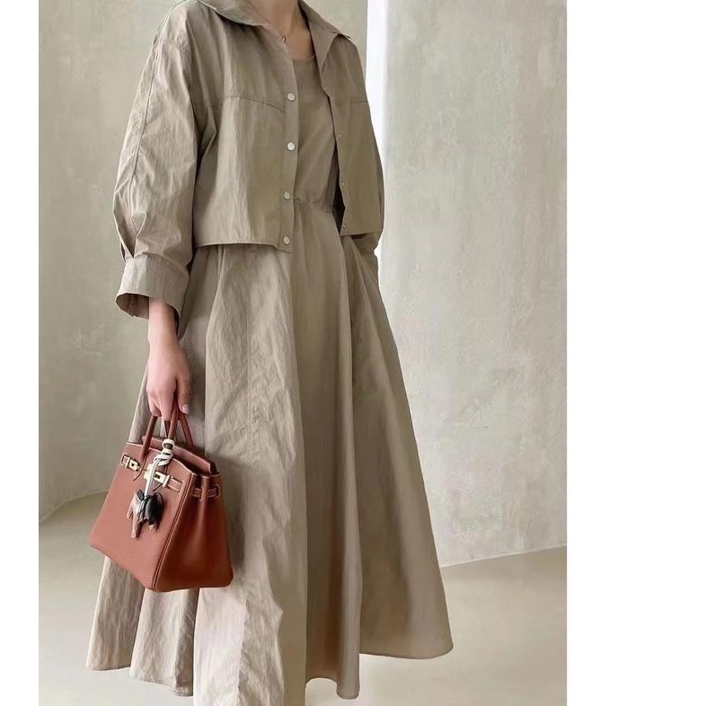 Amiwa Midi Dress Muslim Setelan 2in1 Oneset Korean Style Blazer Katun Nyaman Panjang