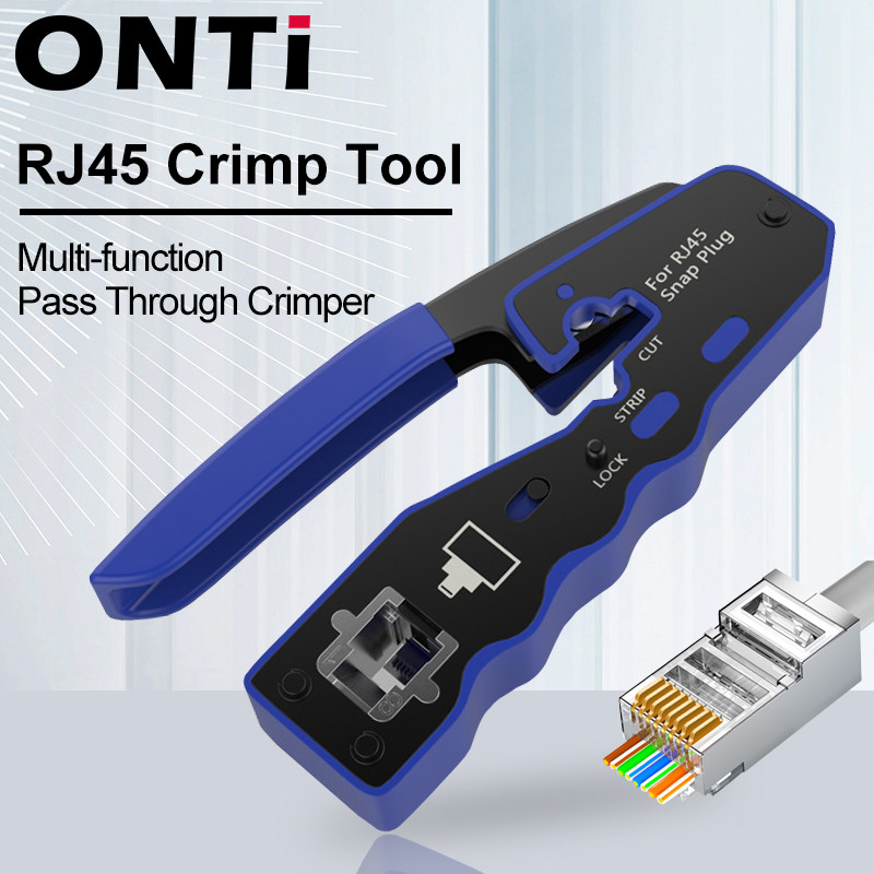 ONTi RJ45 Crimper Tool Pass Through Crimp for Crimping Cat8/7/6/5