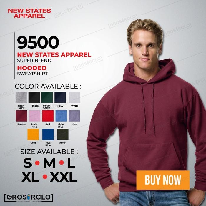New States Apparel ( NSA ) JAKET Hoodie Polos 9500 Import Original