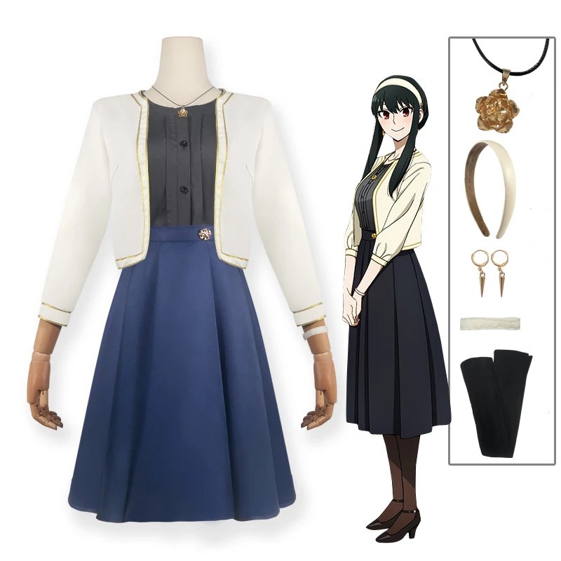Anime Spy X Family Yor Forger Cosplay Costume Wig Dress Yor Briar Earring Long Hair Women Clothes