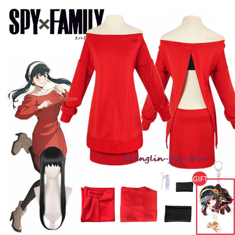 Yor Forger Cosplay Long Red Knitting Sweater Yor Briar Cosplay Costume Wig Women Costume Anime Spy