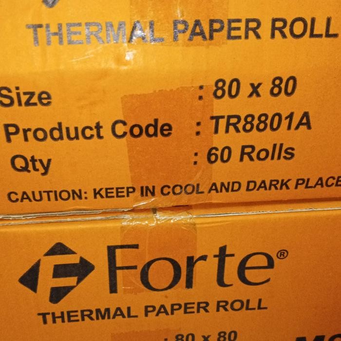 

Kertas Kasir Thermal Roll 80 X 80 Mm Forte Paket Hemat 1Karton(60Roll) Terbatas