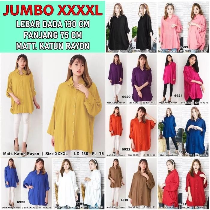 Super Jumbo Ld 130-Kemeja Kerja Katun Polos Wanita