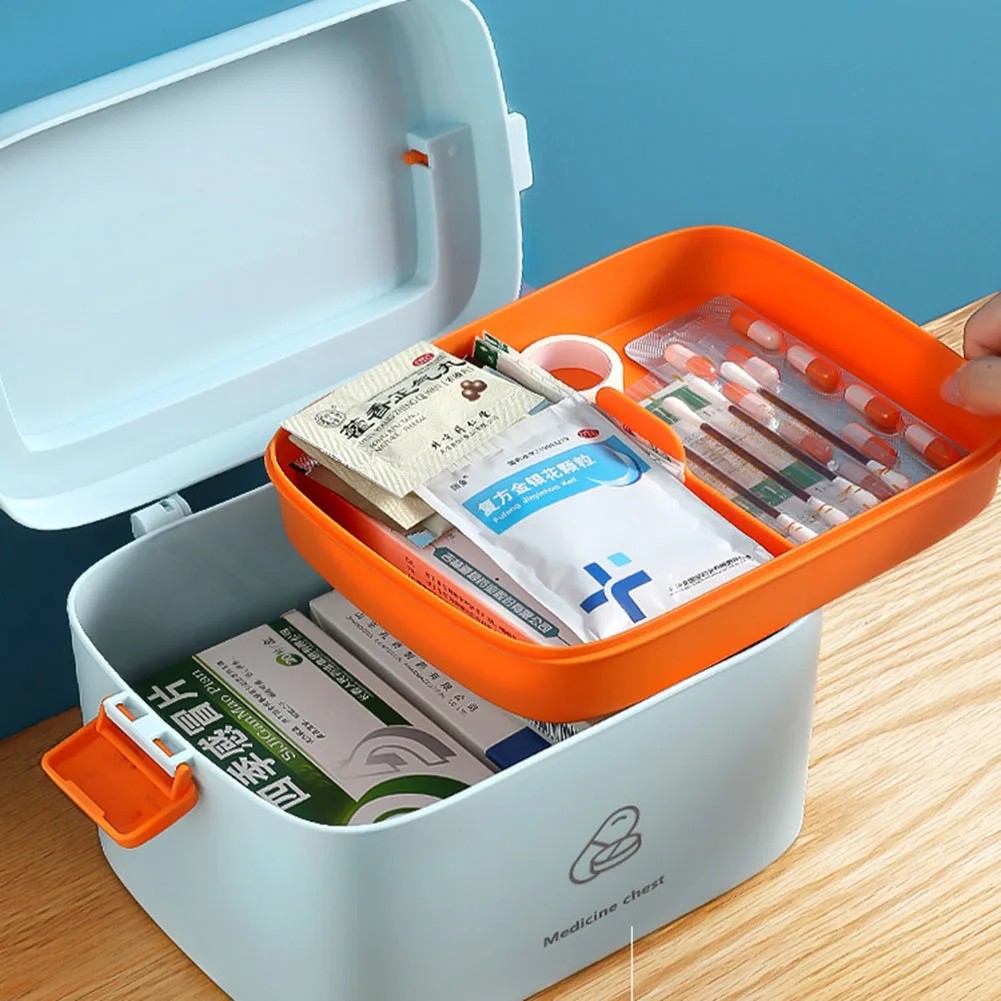 

Large Capacity Home Medicine Box Travel Pill Case Simple Storage Box Portable First Aid Kit