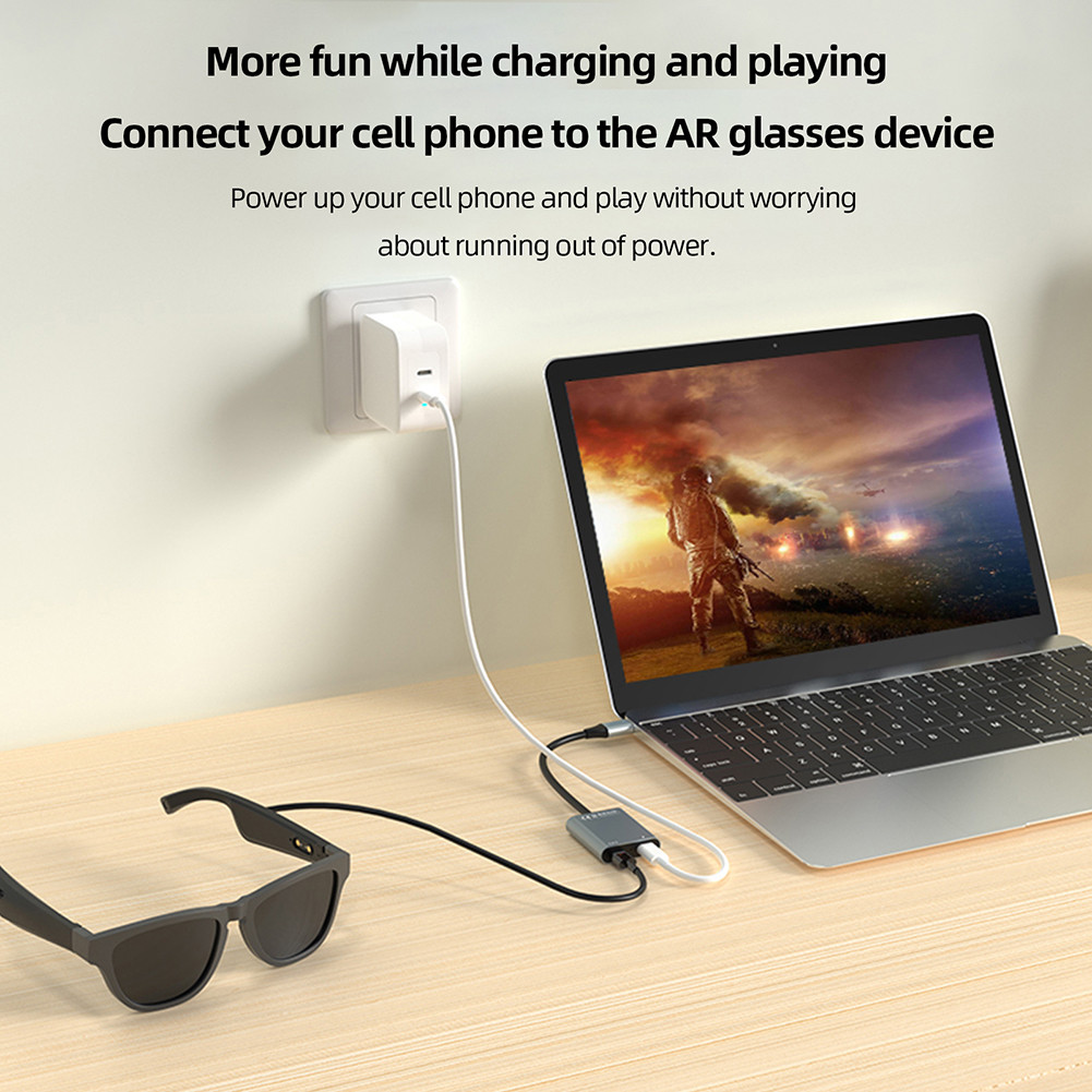 

2 in 1 USB-C HUB PD100W&Data Transfer Fast Charging Adapter HDMI to USB C Adapter For XREAL AIR/AIR2
