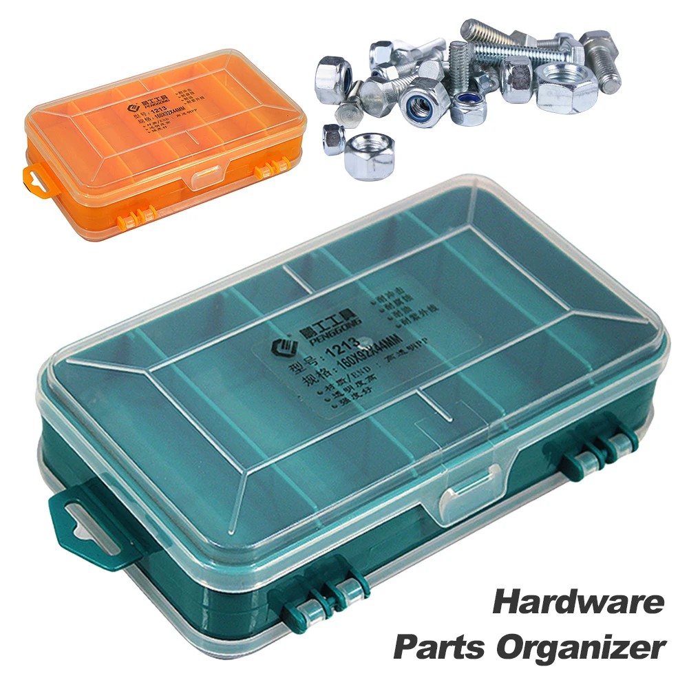 

ABS Plastic Portable Parts Box Screw Storage Boxes Double-Side Hardware Organizer Case for