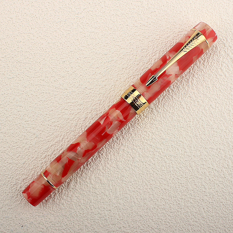 

JINHAO 100 Red Koi Carp Resin Fountain Pen Nib Fine Golden Clip Business Office Gift Pen Stationary