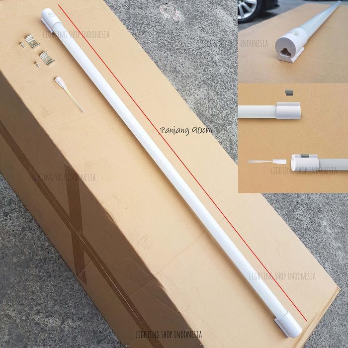 Lampu dinding wastafel led panjang neon T8 12w 90cm putih outbow