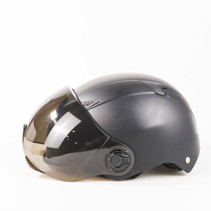 Helm Sepeda Listrik MTB Skuter Motor Elektrik Half Face Visor - Hitam