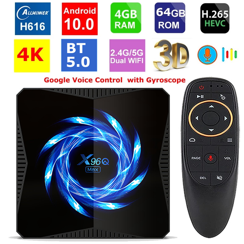 X96Q MAX Android 10 TV BOX Allwinner H616 4GB 64GB Smart TV Box 2.4G