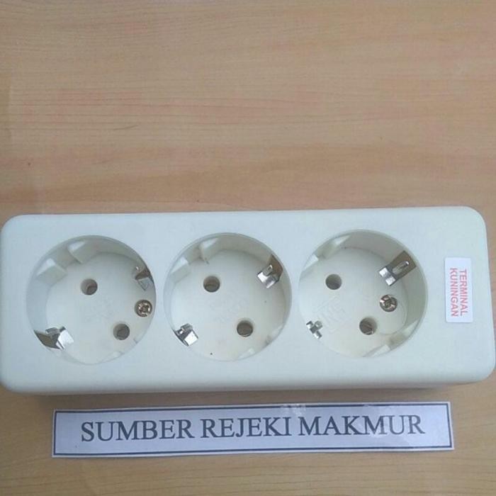 (Allthebest) Terminal 3 Lubang Lobang Arde TEBAL Stop Kontak 3 Lubang