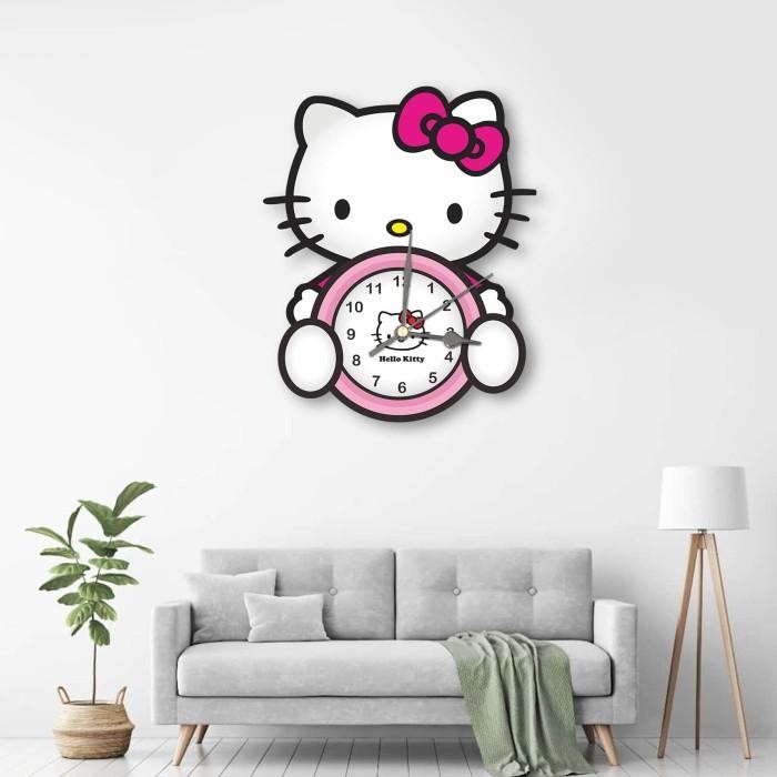 JAM DINDING BESAR HELLO KITTY UKURAN JUMBO JAM TEMBOK TEMPEL DINDING