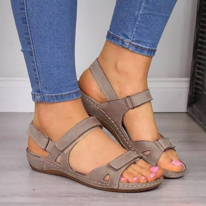 Women'S Orthopedic Sandals Ankle Strap Wedge Beach Sandals Comfortable Flat Sandals Open Toe Women