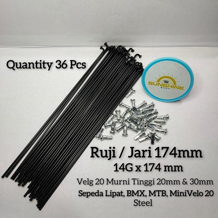 Spoke Ruji Jari 174mm Velg Rims 20 Murni Double Wall Sepeda Lipat MTB