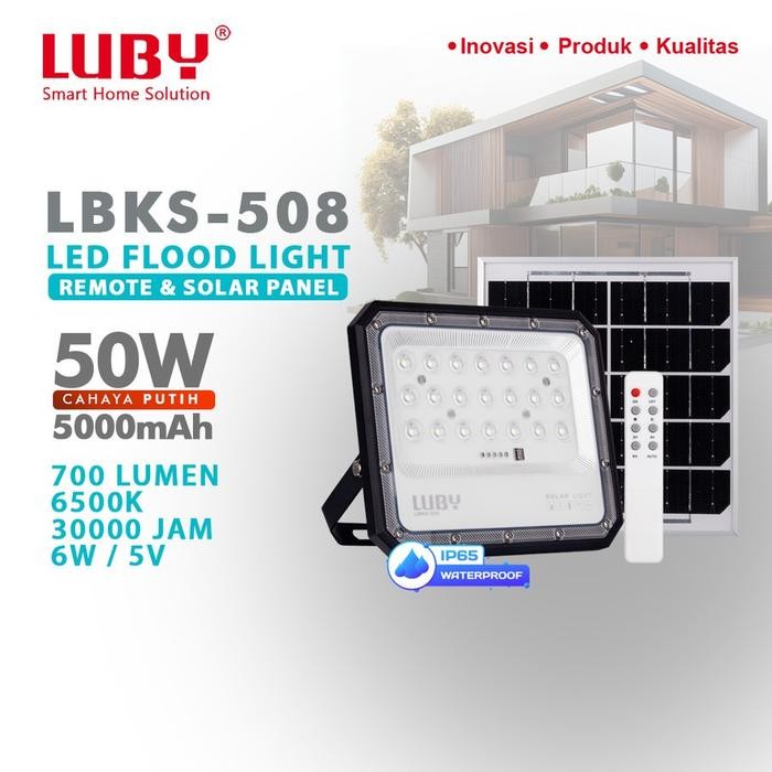 Luby Lampu LED Sorot Remot Solar Panel 50 Watt / 100 Watt / 200 Watt LBKS 508 Lampu Flood Light