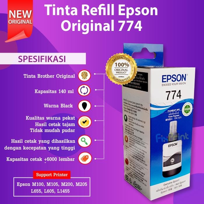 Tinta Epson Ink C13T774100 Original Ori Tinta 774 T7741 Printer L1455