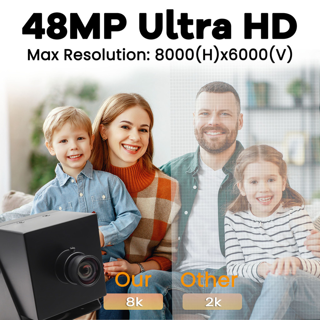 Elp 48Mp 90 Degree No Distortion Wide Angle Usb Camera Imx586 Hd 8000X6000 Webcam Security Camera
