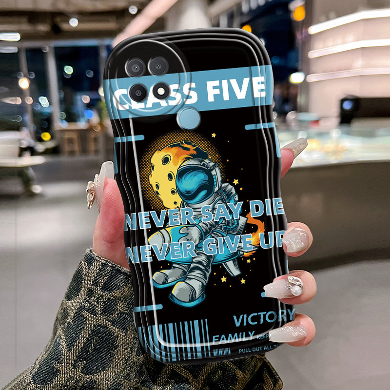 Casing Hp Untuk OPPO A15 A15s A35 Case Krim gelombang cntik Softcase Silikon Kesing Nasa astronot Ce