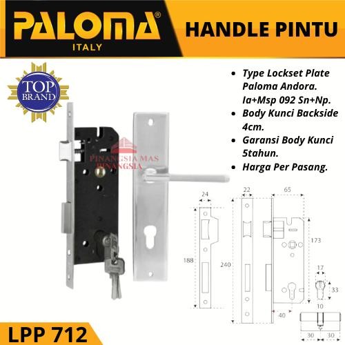 Handle Pintu Set Kunci PALOMA LPP 712 Kunci Pintu Rumah Gagang Pintu