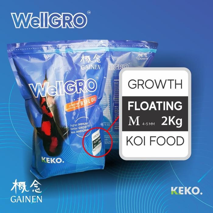 PAKAN KOI WELLGRO 2 KG M FLOATING MAKANAN IKAN KOI
