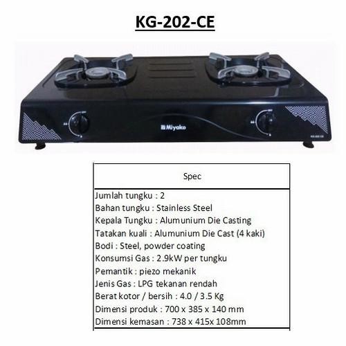 MIYAKO KG-202CE Kompor Gas 2 Tungku + (Selang & Regulator)