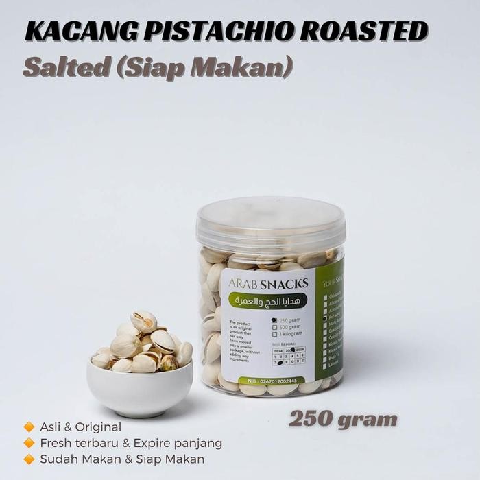 

Kacang Pistachio 250Gr Pistasio Salted Roasted Panggang Matang Fustuk Ketawa Arab Nuts Snack
