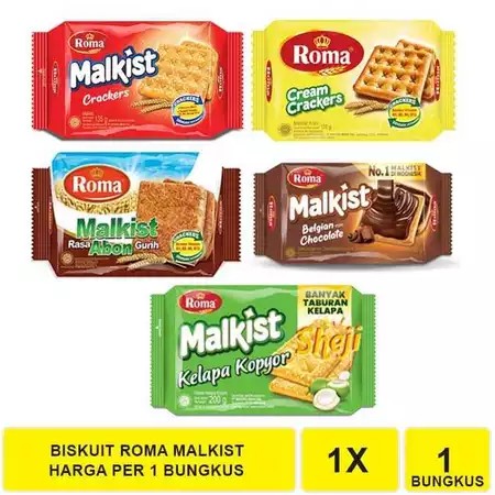 

biskuit roma Malkist All Varian ROMA MALKIST Biskuit Biscuit All Varian Rasa Cream Crackers Malkist Cracker Keju Manis Cappuccino Chocholate Abon Coklat 105gr