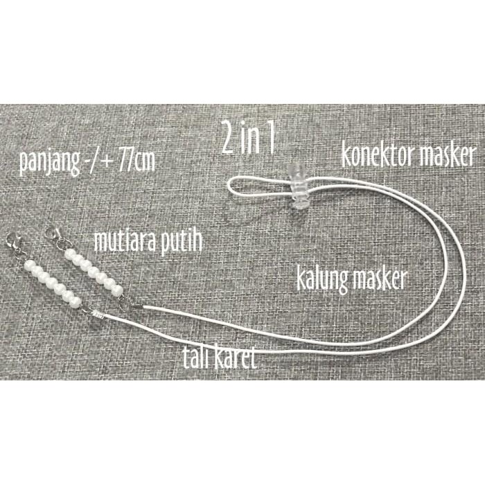 Tali karet kalung konektor mutiara hitam strap masker pengait hijab
