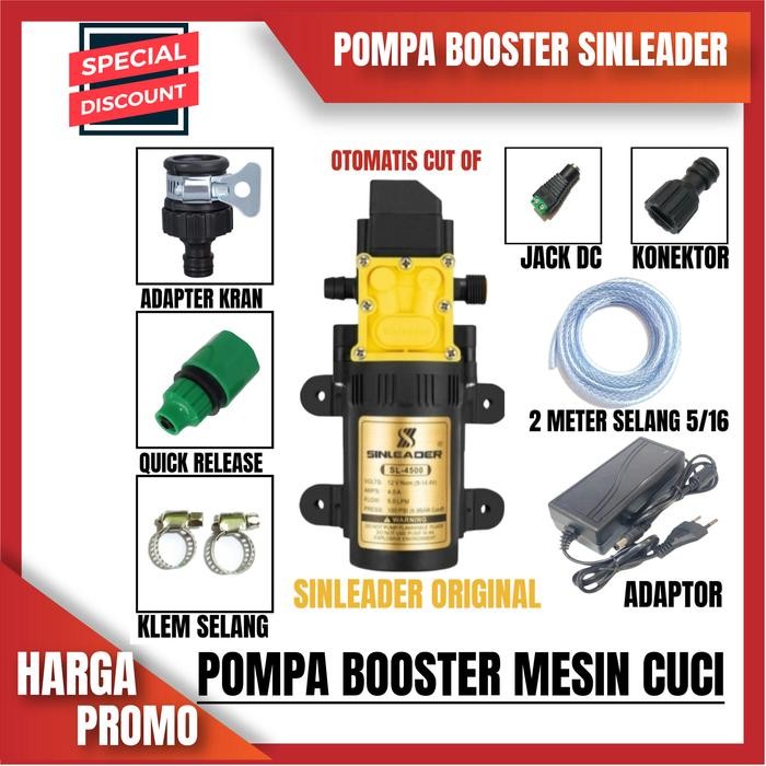 Pompa Booster pendorong air mesin cuci otomatis Pompa Dc 12v Sinleader