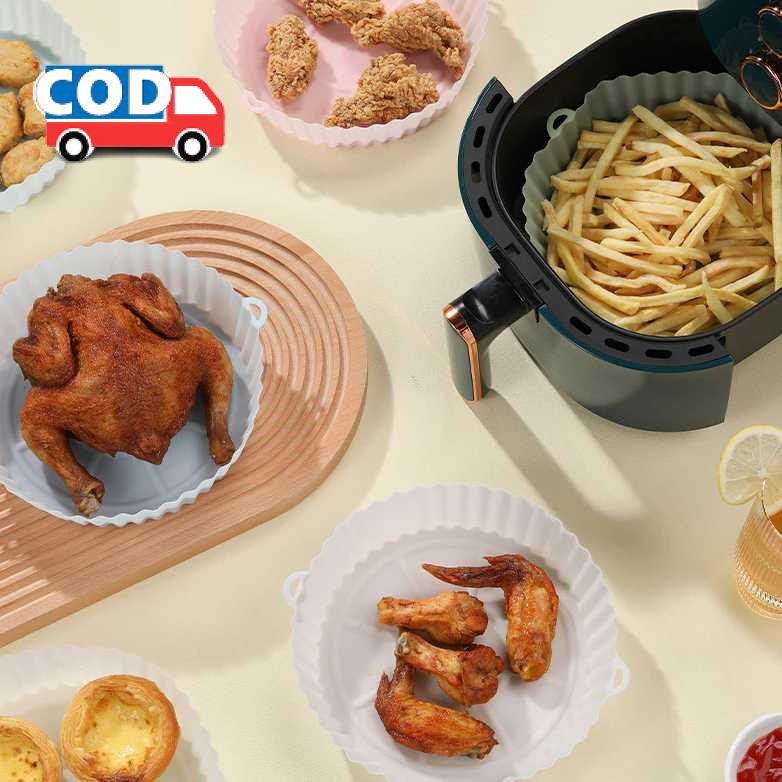 Alas Silikon Air Fryer Anti Lengket Wadah Oven Baking Tray Tahan Panas Food Grade untuk Air Fryer Ov
