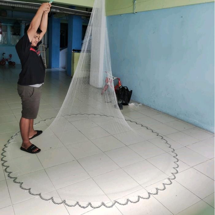 jala lempar 2,5 meter bahan senar , jala ikan, jala udang, lubang 3/4 in / jari kelingking *
