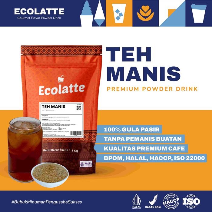 

Ecolatte Teh Manis Kemasan 1 KG. Bubuk Minuman Enak Rasa Teh Manis