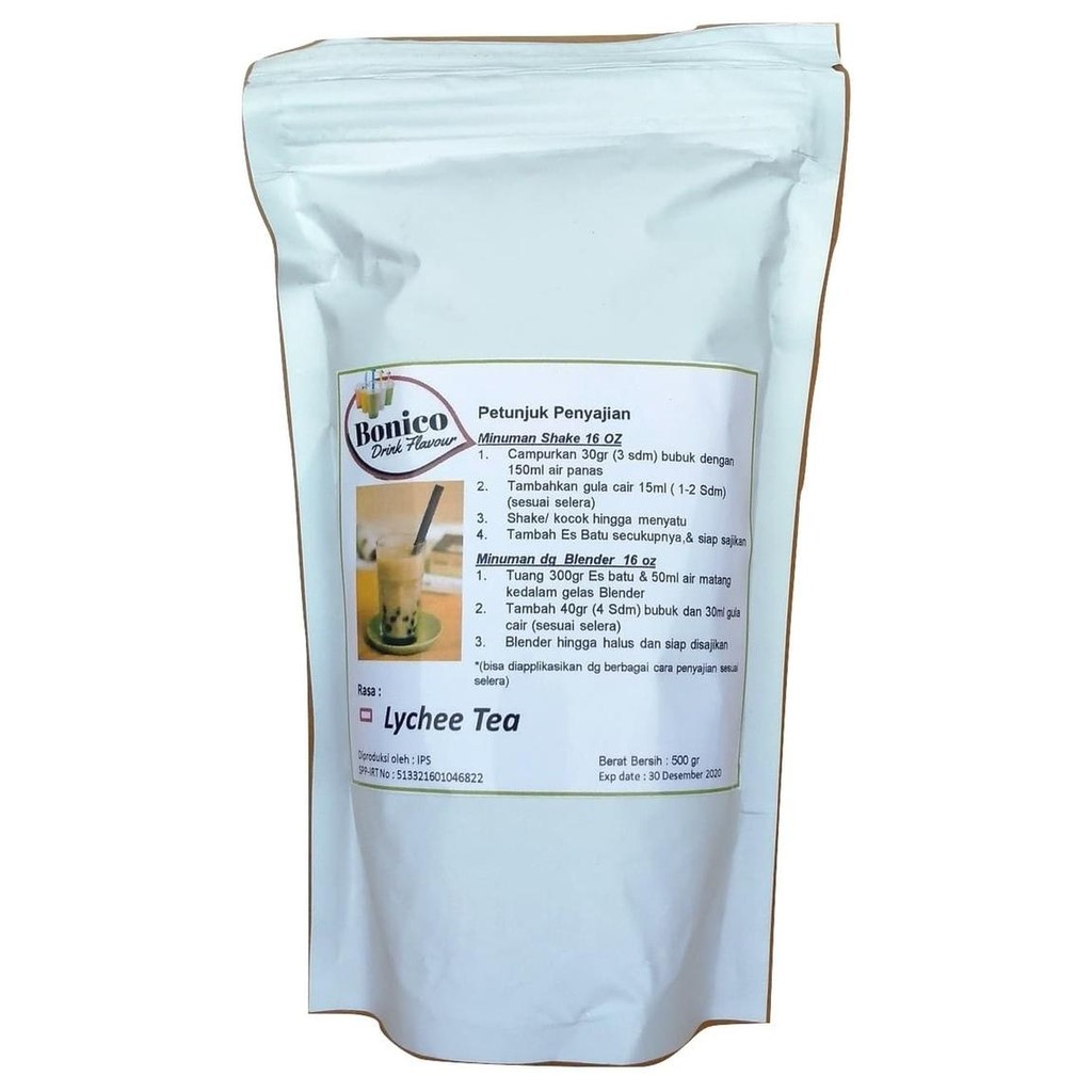 

BONICO LYCHEE TEA drink powder 500gr Bubuk minuman ICE BLEND teh leci