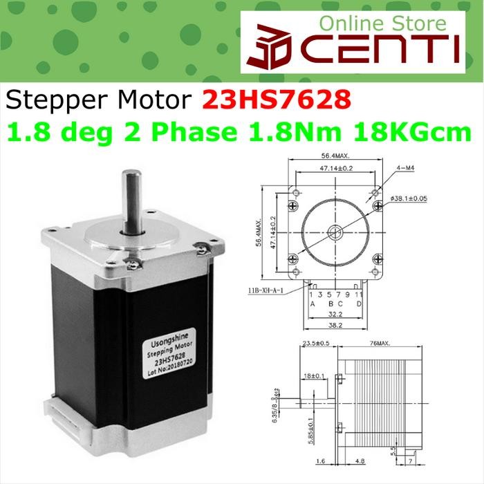 STEPPER MOTOR 57 NEMA 23 23HS7628 76MM NEMA23 57BYGH76 3A 18KGCM 8MM