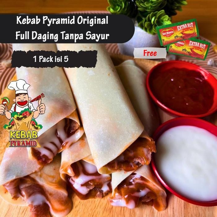 

New KEBAB PANJANG Original Full Daging Sapi Kebab Ori Tanpa Sayur total 5 pcs Kebab. Makanan Frozen