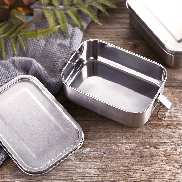 850ml Dipartisi Lunch Box Bento Anti Tumpah Kotak Bekal Steinless Kotak Makan Stainless Steel 304