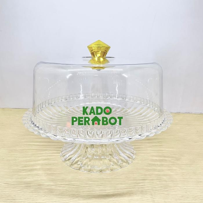 Tempat Kue Golden Lemon - Wadah Saji Bolu - Piring Bolu Tutup Cantik