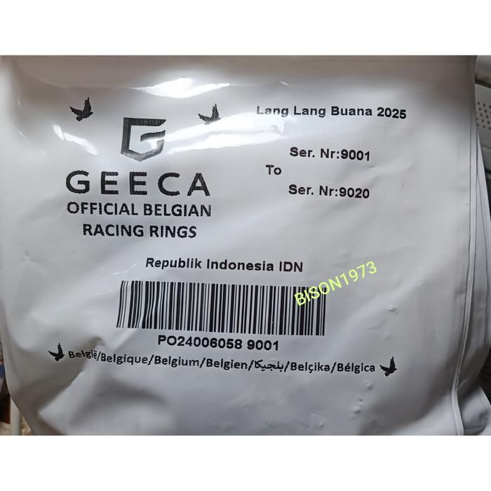 PAKET 20 BIJI RING LLB 2025 MERPATI POS/RACING PIGEON(WHITE/PUTIH)
