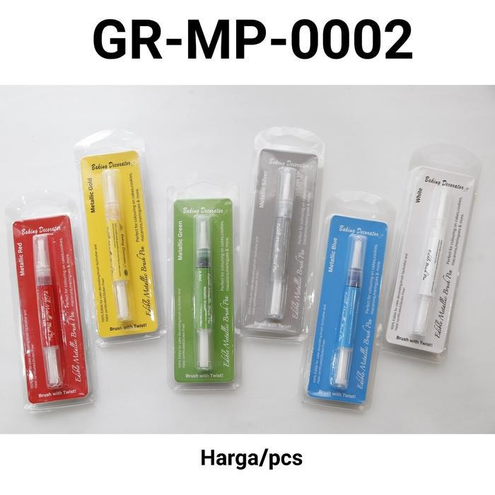 

gr-mp-0002 edible pen color pen brush marker pen warna metalik kode 951