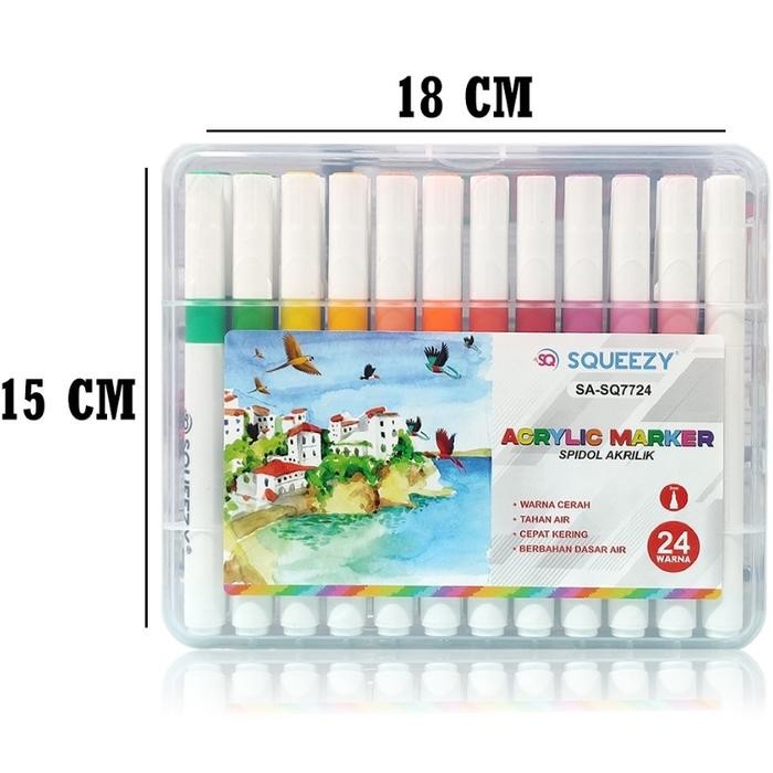 

1 set 24 pcs spidol kuas akrilix acrylix brush pen maker 24 warna permanen kode 1452