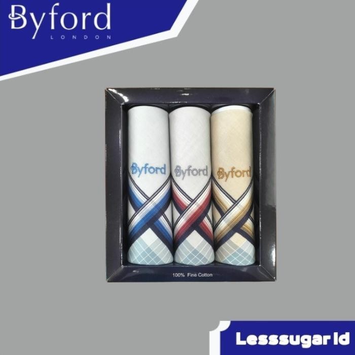 Saputangan Byford Isi 3 PCS Katun Sapu Tangan Handkerchiefs X13