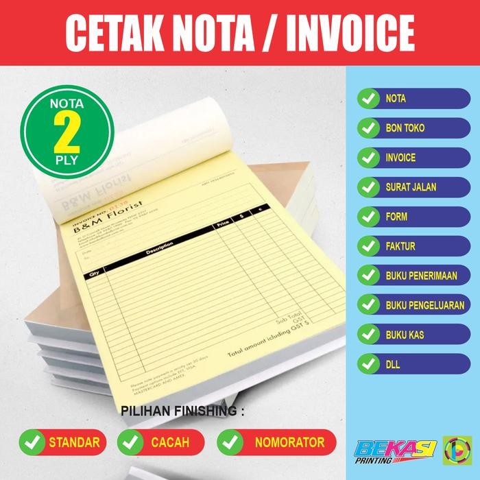 

Jurnal Cetak Nota Bon Invoice 2 Rangkap / Ply - Carbonless Tanpa Karbon
