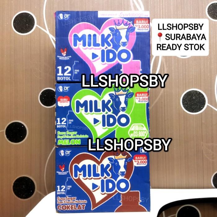 (Allthebest) susu milkido milk ido coklat strawberry 200ml 1 dus isi 12 susu uht