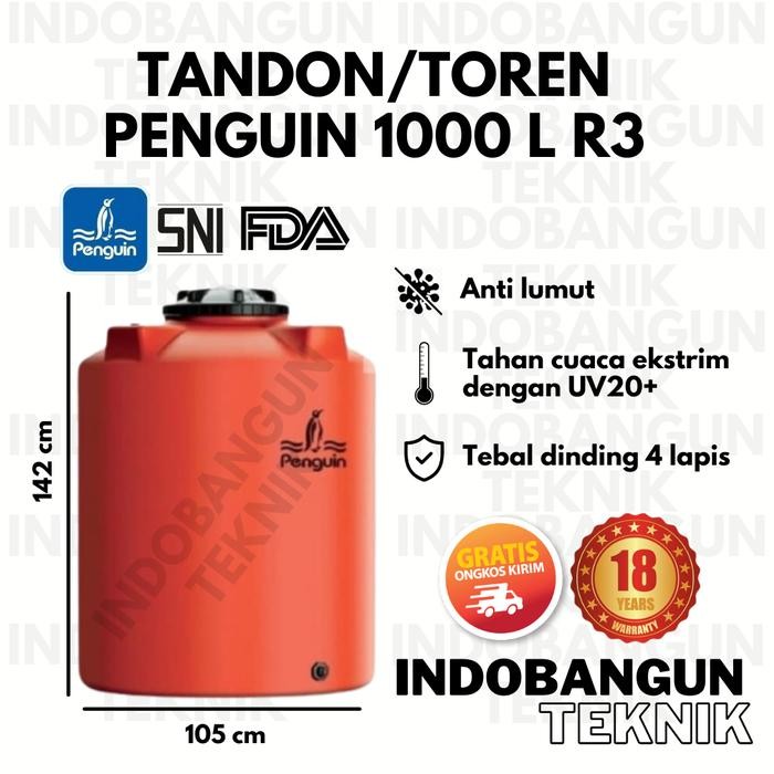 Terlaris Toren Tangki Tandon Air Penguin 1000 Liter Tb 110 R3 Anti Lumut