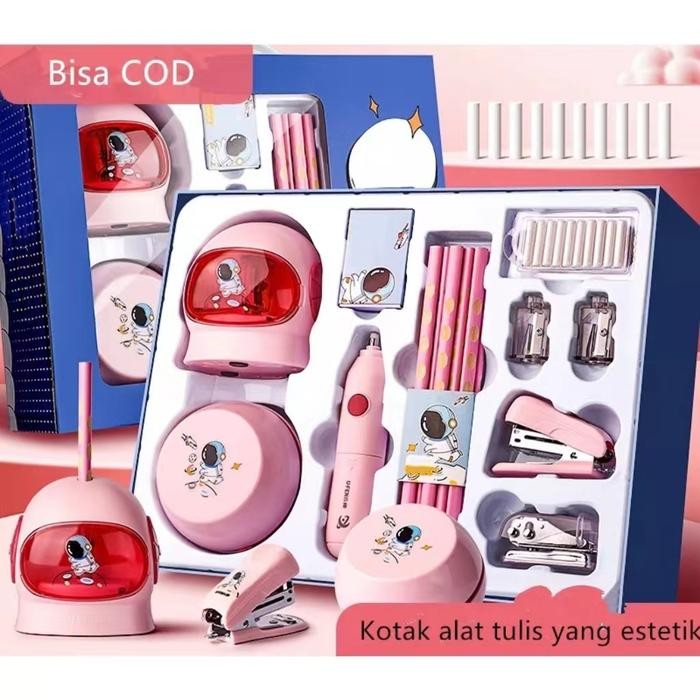 

Electric Stationery Set / Set Alat Tulis Dengan Rautan Penghapus Vacuum Elektrik dan Pensil 11 In 1